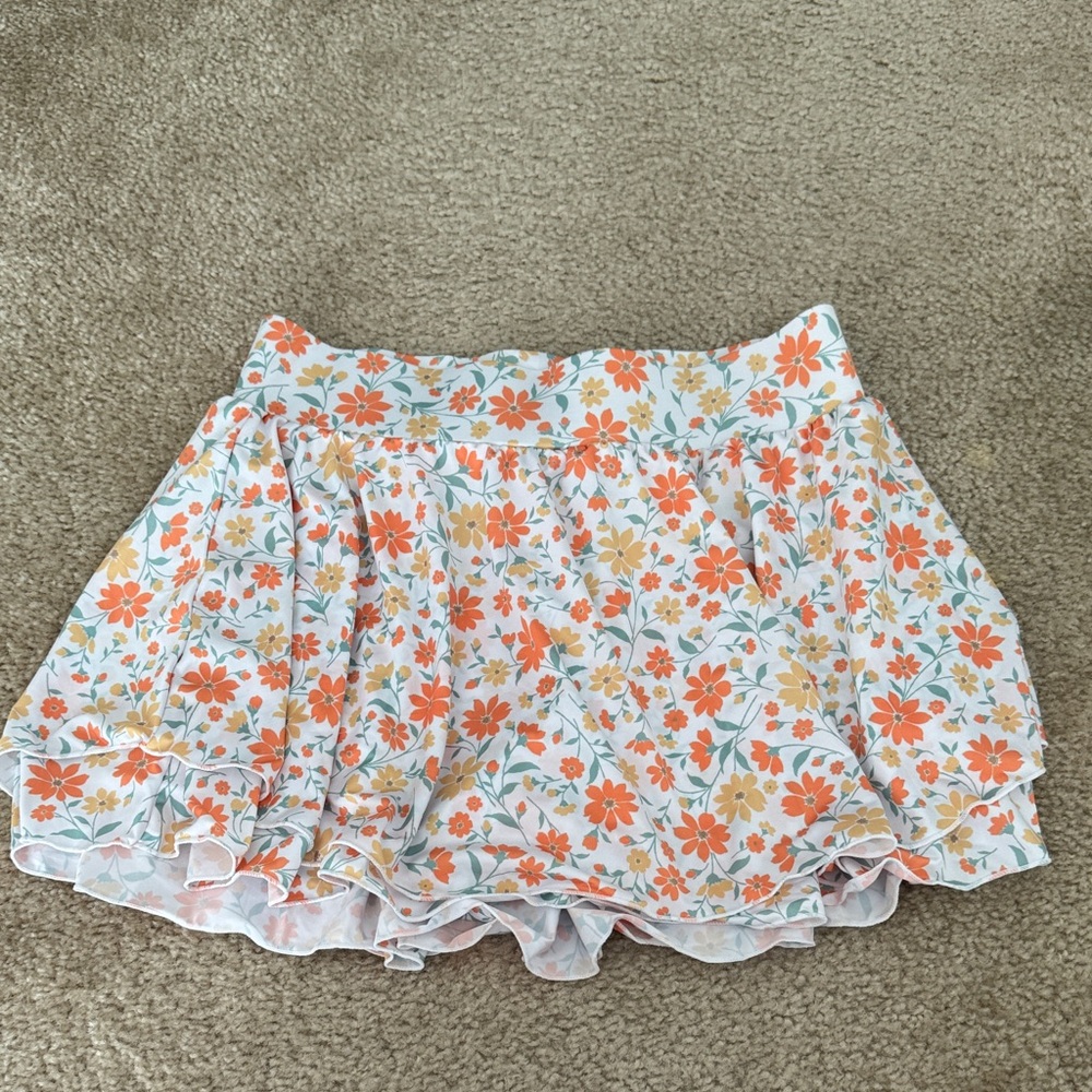 Floral Orange and White Skort